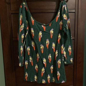 Anthropologie 9-HI5 S1CL Dark Green Bird 3/4 Sleeve Top XS